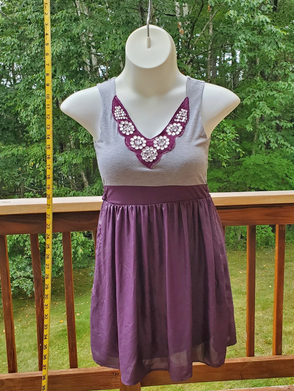 Sleeveless Purple Two-Tone Embellished Women's Dress